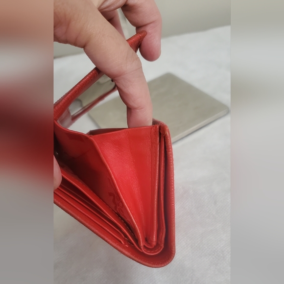 MCM Red Leather Studded Logo Motifs Trifold Wallet w/ Charms - Picture 15 of 16